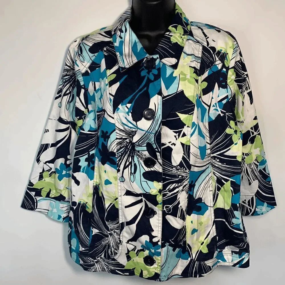 Christopher and Banks Floral Long Sleeve Jacket